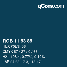 Color code: RGB 11 63 86 | qconv.com