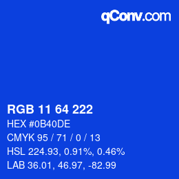 Color code: RGB 11 64 222 | qconv.com