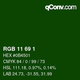 Color code: RGB 11 69 1 | qconv.com