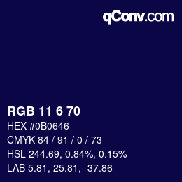 Color code: RGB 11 6 70 | qconv.com