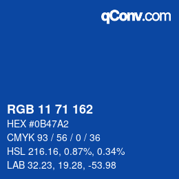 Color code: RGB 11 71 162 | qconv.com