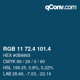 カラーコード: RGB 11 72.4 101.4 | qconv.com