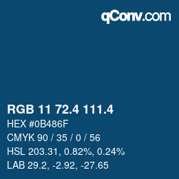 カラーコード: RGB 11 72.4 111.4 | qconv.com