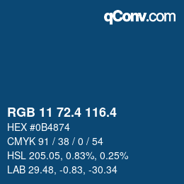 カラーコード: RGB 11 72.4 116.4 | qconv.com