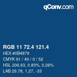 カラーコード: RGB 11 72.4 121.4 | qconv.com