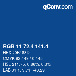 カラーコード: RGB 11 72.4 141.4 | qconv.com