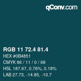 カラーコード: RGB 11 72.4 81.4 | qconv.com