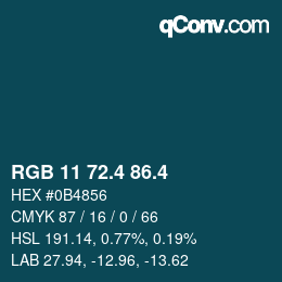 カラーコード: RGB 11 72.4 86.4 | qconv.com