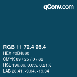カラーコード: RGB 11 72.4 96.4 | qconv.com