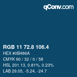 カラーコード: RGB 11 72.8 106.4 | qconv.com