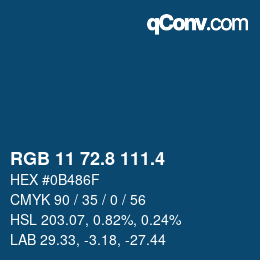 カラーコード: RGB 11 72.8 111.4 | qconv.com