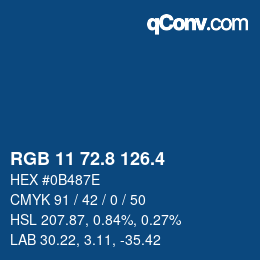 カラーコード: RGB 11 72.8 126.4 | qconv.com