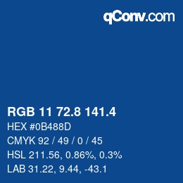カラーコード: RGB 11 72.8 141.4 | qconv.com