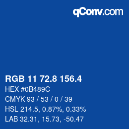 カラーコード: RGB 11 72.8 156.4 | qconv.com