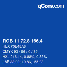 カラーコード: RGB 11 72.8 166.4 | qconv.com