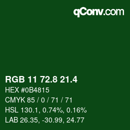 カラーコード: RGB 11 72.8 21.4 | qconv.com