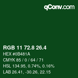 カラーコード: RGB 11 72.8 26.4 | qconv.com