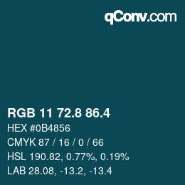 カラーコード: RGB 11 72.8 86.4 | qconv.com