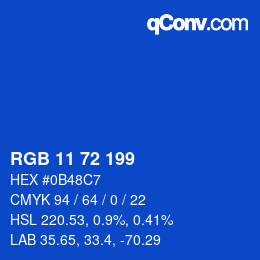 カラーコード: RGB 11 72 199 | qconv.com