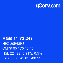 Color code: RGB 11 72 243 | qconv.com