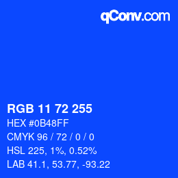 カラーコード: RGB 11 72 255 | qconv.com