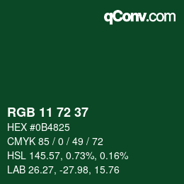 カラーコード: RGB 11 72 37 | qconv.com