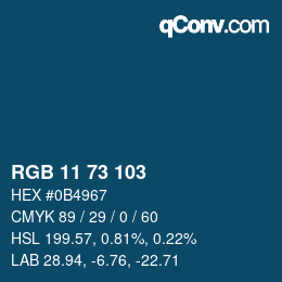 Color code: RGB 11 73 103 | qconv.com
