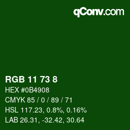 Color code: RGB 11 73 8 | qconv.com