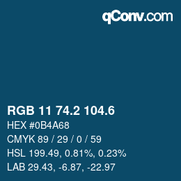 カラーコード: RGB 11 74.2 104.6 | qconv.com