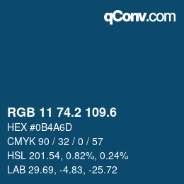 カラーコード: RGB 11 74.2 109.6 | qconv.com