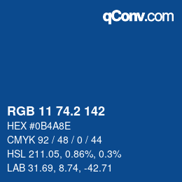 カラーコード: RGB 11 74.2 142 | qconv.com