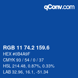カラーコード: RGB 11 74.2 159.6 | qconv.com