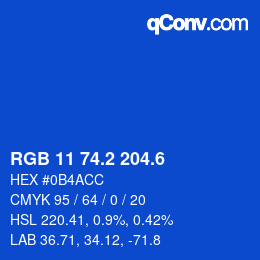 カラーコード: RGB 11 74.2 204.6 | qconv.com