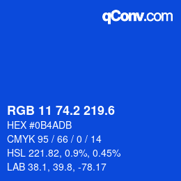 カラーコード: RGB 11 74.2 219.6 | qconv.com
