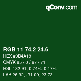 カラーコード: RGB 11 74.2 24.6 | qconv.com
