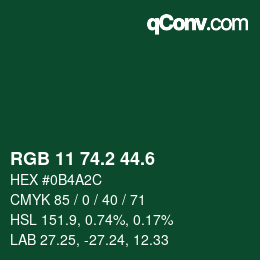 カラーコード: RGB 11 74.2 44.6 | qconv.com