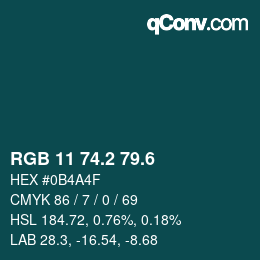 カラーコード: RGB 11 74.2 79.6 | qconv.com