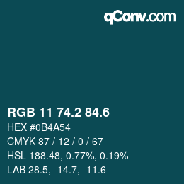 カラーコード: RGB 11 74.2 84.6 | qconv.com