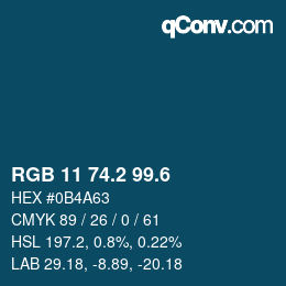 カラーコード: RGB 11 74.2 99.6 | qconv.com