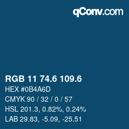 カラーコード: RGB 11 74.6 109.6 | qconv.com
