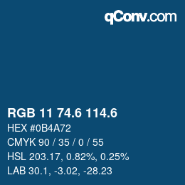 カラーコード: RGB 11 74.6 114.6 | qconv.com