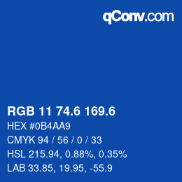 カラーコード: RGB 11 74.6 169.6 | qconv.com