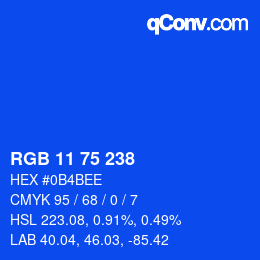 Color code: RGB 11 75 238 | qconv.com