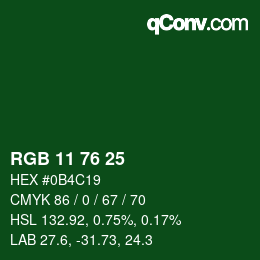Color code: RGB 11 76 25 | qconv.com