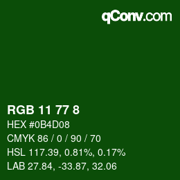 Color code: RGB 11 77 8 | qconv.com