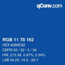 カラーコード: RGB 11 78 162 | qconv.com