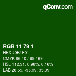 Color code: RGB 11 79 1 | qconv.com