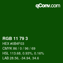 Color code: RGB 11 79 3 | qconv.com