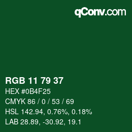 Color code: RGB 11 79 37 | qconv.com
