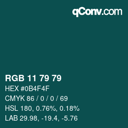 カラーコード: RGB 11 79 79 | qconv.com